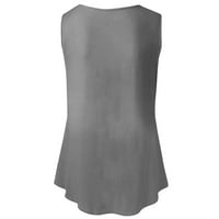 Ženska modna solidna bazična bluza prsluk okrugli vrat labav majica bez rukava Tops Grey, XL