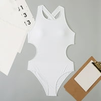 Ženski trendy monokini čišćenje čvrste boje jednodijelni temminijski kontrolni kostimi za kupaći kostimi kupaći kupaći kupaći kopča za žene Ljetna plaža odijelo seksi bijele s