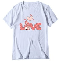 Valentinovo majice za žene labave fit dame casual slatka ljubav tiskana pulover kratki rukav majica top bijeli xxl