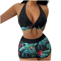 Odijelo za kupanje za žene Tummy Control Bikini Halter Hawaiian cvijet Print Beach Beach Beach Washion