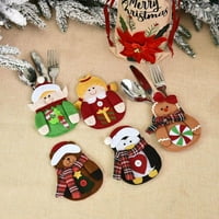 Božićni ukras Držači sa srebrnim posuđama i vilica Božićni simpatični likovi Držači tabela za stolove Snowman, Santa Claus, Elk, Elf i dekor djevojke za tablicu Xmas