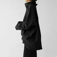 Ženske dukseve Trendy Solid Splice dugih rukava Turtleneck džep labav vrhovi Duga jakna s kapuljačom