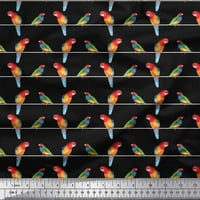 Soimoi Satin Silk tkanina Stripe & Macaw Parrot ptica Ispis tkanina od dvorišta široka