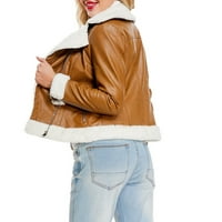 Durtebeua kožna jakna Ženski patentni zatvarače kaput casual gumba Prednja jakna s džepom