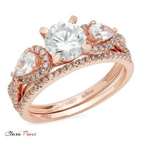 1. CT sjajan okrugli rezan originalni kultivirani dijamant SI1-si J-K 18K Rose Gold Angagement Wedding Bridal Set Dizajnerski prsten BW Set 7