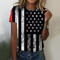 Ženske majice Zastava zastava Daily Summer O vrat Rezervoar American of July Bluza Kratki rukav Trenuite
