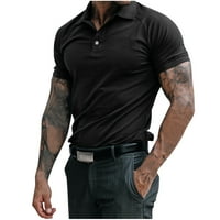 Muške polo majice mužjak ljetni čvrsti ispis skreće navratnik raglan rukav teniski košulje crne xxl