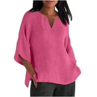 Ersazi Ženski vrhovi Ljeto Ženska moda V-izrez Pleteni pulover Pulover Puno ležerne prilike u Clearence Hot Pink Ženski rad Bluze XL