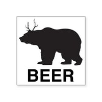 Cafepress - pivo. Medvjed sa naljepnicom od jelena trga - Square naljepnica 3 3