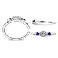 Stvoreno Blue Sapphire Prsten sa dijamantima Carat u srebru sterlinga