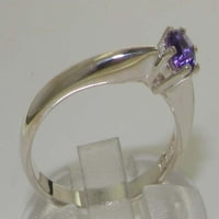 Britanci napravili bijeli zlatni prsten od 18.000 s prirodnim ametistom ženskim godišnjim prstenom - Opcije veličine - veličine 11