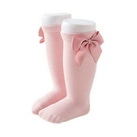 Djeca djeca dječje djevojke meke simpatične čarape Čvrsta boja protiv klizanja dječje dijete mališani pamučni bowknot elastični koljena visoke čarape