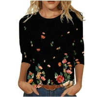 Qcmgmg plus sizene košulje za žene rukav lakat ženski Ljeto plus veličina vrhova cvjetna labava fit