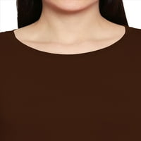Eloria ženska majica okrugli izrez pune boje obične majice pune rukave Boja: smeđa