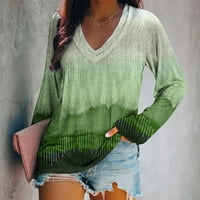 OIEYUZ Plus Veličina pulover za žene Trendy Color Contrast Tunike Tanke dugih rukava V-izrez