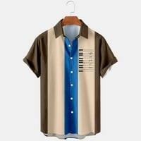 Puawkoer mužjak ljetni havaji povremeni ispis labava majica kratki rukav isključite košulju ogrlicu Muška odjeća l plava