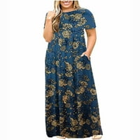 Cyzz prodavač Ženska moda plus veličina labave casual haljina s kratkim rukavima plava xxxxl