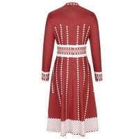 Clearsance ženska vintage haljina s dugim rukavima otisnuta proljeće jesen zimska casual patchwork party