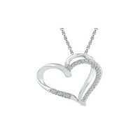 Jewels Sterling Silver ženski okrugli dijamantski privjesak za srce CTTW