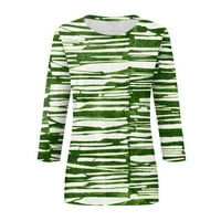 Ženska modna casual Three Quarter rukava Print Okrugli pulover TOP bluza Green XXL