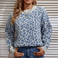 Zzwxwb džemperi za žene Ležerne prilike Leopard Ispis Dukserica Pulover dugih rukava majica za majicu