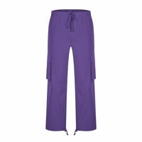 Wozhidaoke Tergo hlače za muškarce Muški ležerni struk Multi tkani džepne radne hlače za muškarce za muškarce za muškarce za muškarce Purple 4xl