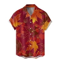 FSQJGQ Havajska majica za muškarce Maple list Ispis Lathel Summer Beach Top kratkih rukava dolje majice narančasta xxl
