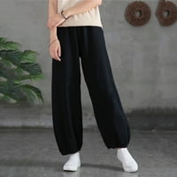 Ženske džepove elastične prozračne pantalone labave struk pantne hlače