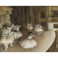 Edgar Degas Black Modern Modern Modermu Museum Art Print pod nazivom - proba baleta na pozornici
