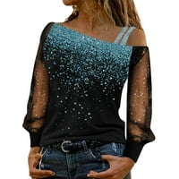 Thirts za žene ženska modna rukava mreža hladnog vrhova labava ramena Tvrdnja majica Ležerne bluza s
