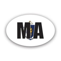 Massachusetts zastava OVAL naljepnice naljepnica - samoljepljivi vinil - otporan na vremenske prilike - izrađene u SAD - V ma Euro