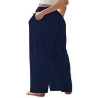 Luxplum dame pantalone nacrtaju hlače široka noga palazzo pant baggy dna dnevna habanje mornarsko plava 2xl