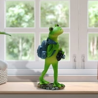 Fridja smola Frog figurice statuu Slatka kreativna smiješna zelena žaba Skulptura spavaće sobe kućna