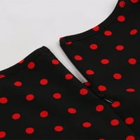 Midi line haljina za žene čišćenje polka dot crewneck sundress retro boho odjeća plaža kratki rukav