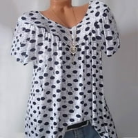 Fanxing Clearsance Bluza za žene Radno ležerbeni tunika majica Polka Dot tiskani kratki rukav plus majica