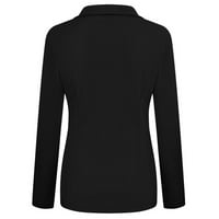 Guvpev Womens Vintage Solid Dugi rukav zarezan kardigan CATL CALL FORCOL WEAD TOPS Bluza - Black XL