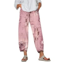 Puuawkoer pantalone za žene casual široke noge Capris Womens Ljeto obrezive hlače plaža elastična vrećica