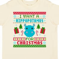 Inktastic Želim hipopotamus za božićni pikselirani ružni džemper poklon dječaka malih majica ili majica