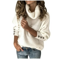 Cuoff ženski modni džemperi za žene plus veličine turtleneck pulover dugih rukava labav pleteni vrhovi