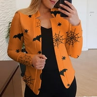 Kardigan za žene Lagani otvoreni prednji ležerni Halloween tiskani na dugim rukavima jakna s dugim rukavima