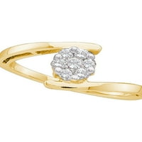 14KT Žuta zlatna žena Okrugli dijamantski klaster prsten CTTW