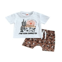 Bagilaanoe Toddler Baby Boy kratke hlače Postavite grafičku majicu kratkih rukava + kratke hlače 3T