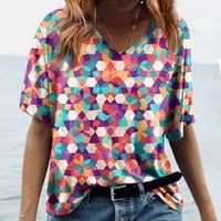 Hanas ženske gornje modne ljetne žene modne casual vrhove tiskane majice kratkih rukava V majica vruće
