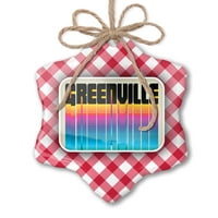 Božićni ukras Retro CITES Države države Greenville Red Plaid Neonblond