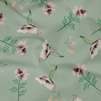 Onuone pamuk poplin dušica za prašnjavu zelenu tkaninu cvijet i napušta akvarel tkanina za šivanje tkanina