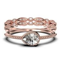 2. Karatni kruški rez dijamantski prsten za razvrstavanje, modernog vjenčanog prstena u srebru s 18k