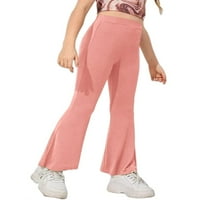 LANGWYQU Čvrste boje djevojke visoke pantalone s visokim strukom dječje joge nogavice 4- godine