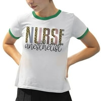 Anesteziostička medicinska sestra Leopard Print zvonar TEE majica Unise 2x-Veliki bijeli Kelly Green