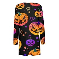 Qcmgmg Womens Plus majice Otvoreno prednja lagana kardigan jesen Halloween Y2K džemper dugih rukava