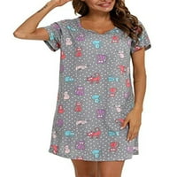 REJLUN Žene Ljeto Sundress cvjetni print T Košulja Dress Swing kratke mini haljine Ležerne prilike jednostavne plaže Kat l